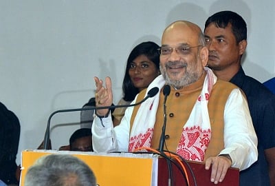 Guwahati: Union Home Minister Amit Shah addresses during the 68th Plenary Session of North Eastern Council at Administrative Staff College, in Guwahati on Sep 8, 2019. (Photo: IANS)