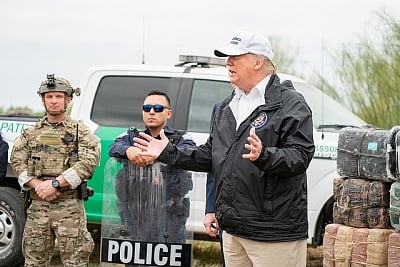 United States President Donald Trump is near the US-Mexico border in Texas on Jan. 10, 2019, during a visit to drum up support for his plans for a border wall to stop illegal immigrants and smugglers. The Democrats in Congress have refused to fund the wall in the budget. (Photo: White House/IANS)