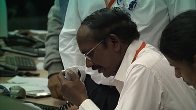 ISRO Chairman K. Sivan making the announcement.