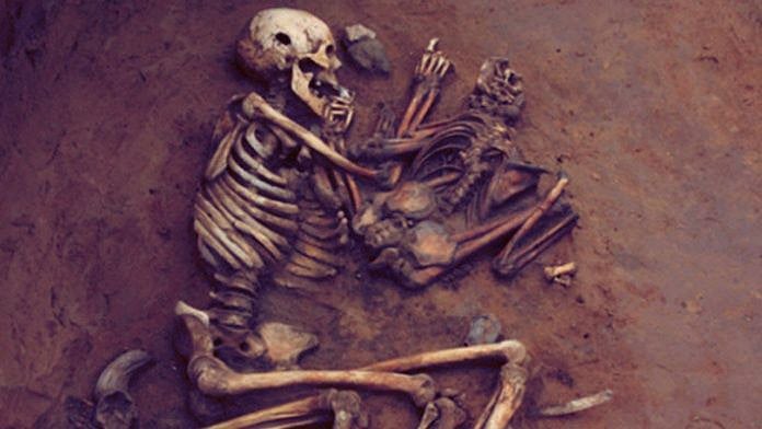 Skeletal remains found at Rakhigarhi, Haryana.