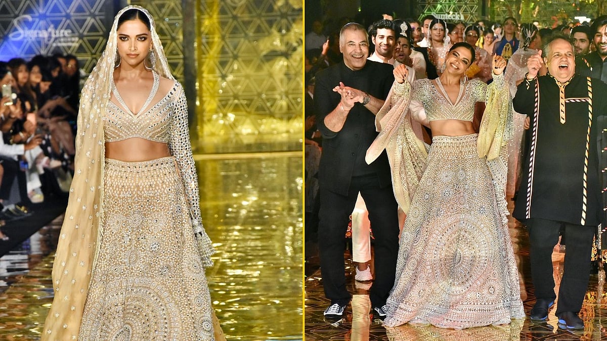 Deepika Padukone walks the ramp for Abu Jani-Sandeep Khosla.&nbsp;