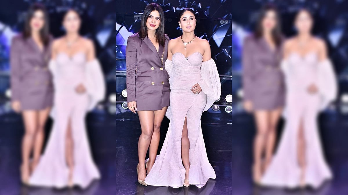 Priyanka Chopra and Kareena Kapoor on the sets of <i>Dance India Dance</i>.