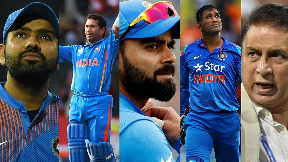 From left: Rohit Sharma, Sachin Tendulkar, Virat Kohli, MS Dhoni, Sunil Gavaskar.