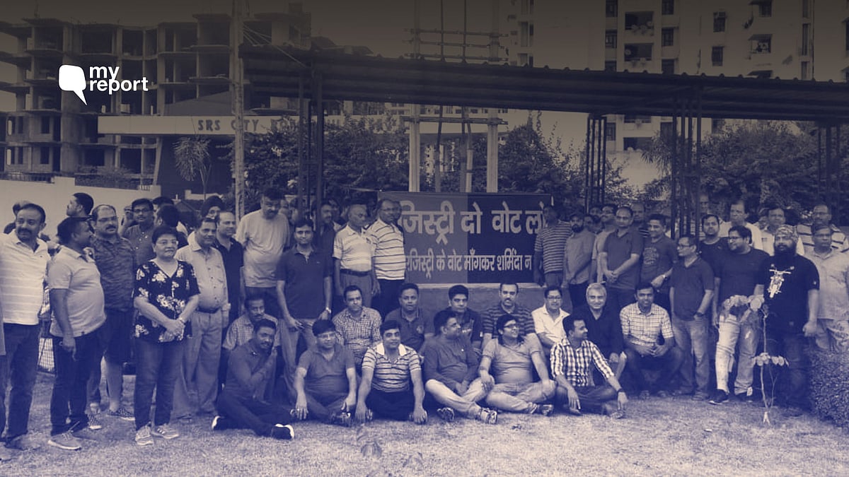 Flat-owners of SRS Royal Hills stage a protest against the builder.