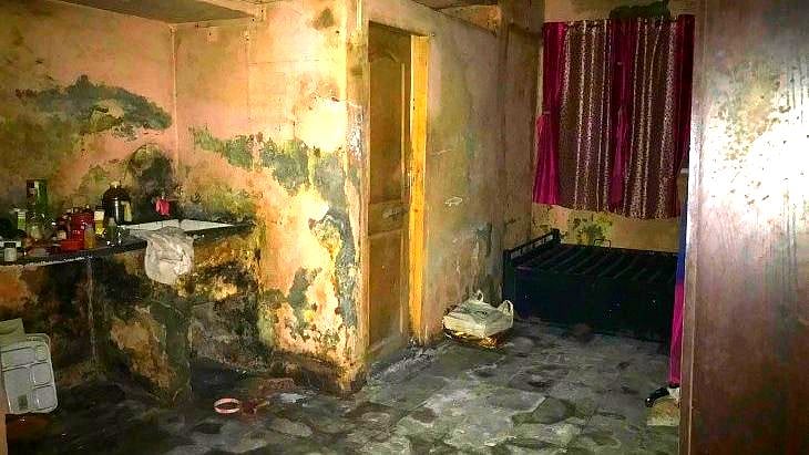 The third floor house in the Saki Naka police-department complex where the Sawants lived. One night, water seeped in from all corners of the ceiling, ruining the walls and the floor of the house.