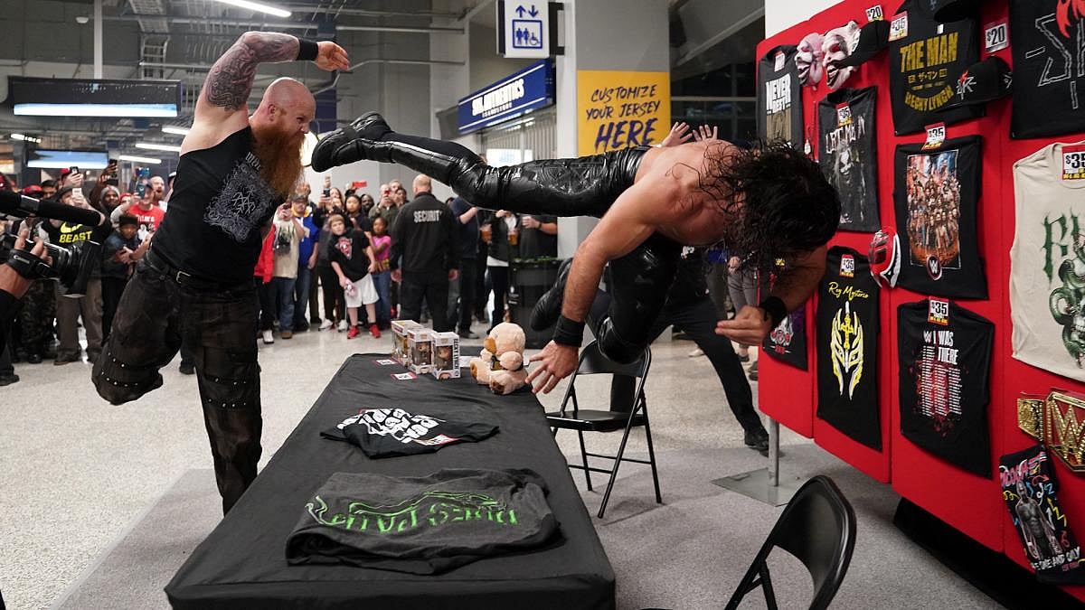 Seth Rollins took on Erick Rowan in a Falls Count Anywhere match.