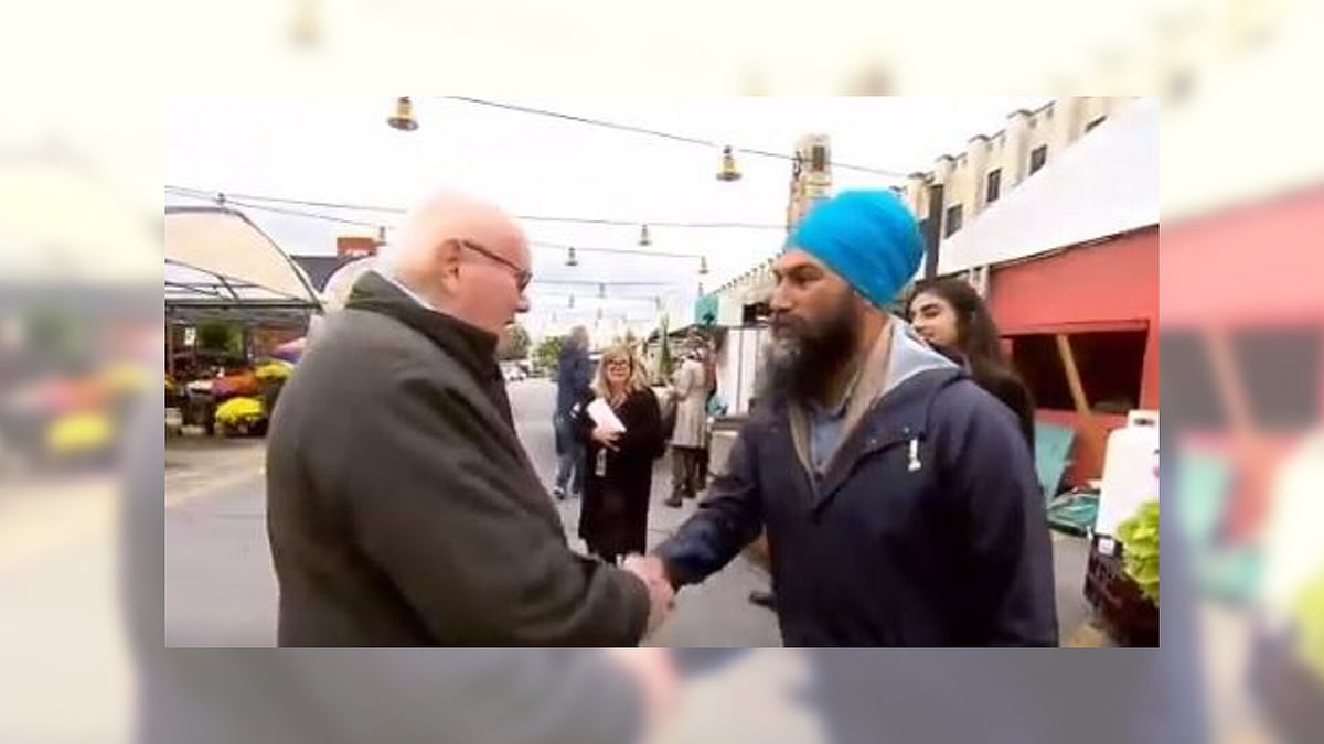 Canada’s NDP leader Jagmeet Singh interacting with voters in Montreal.