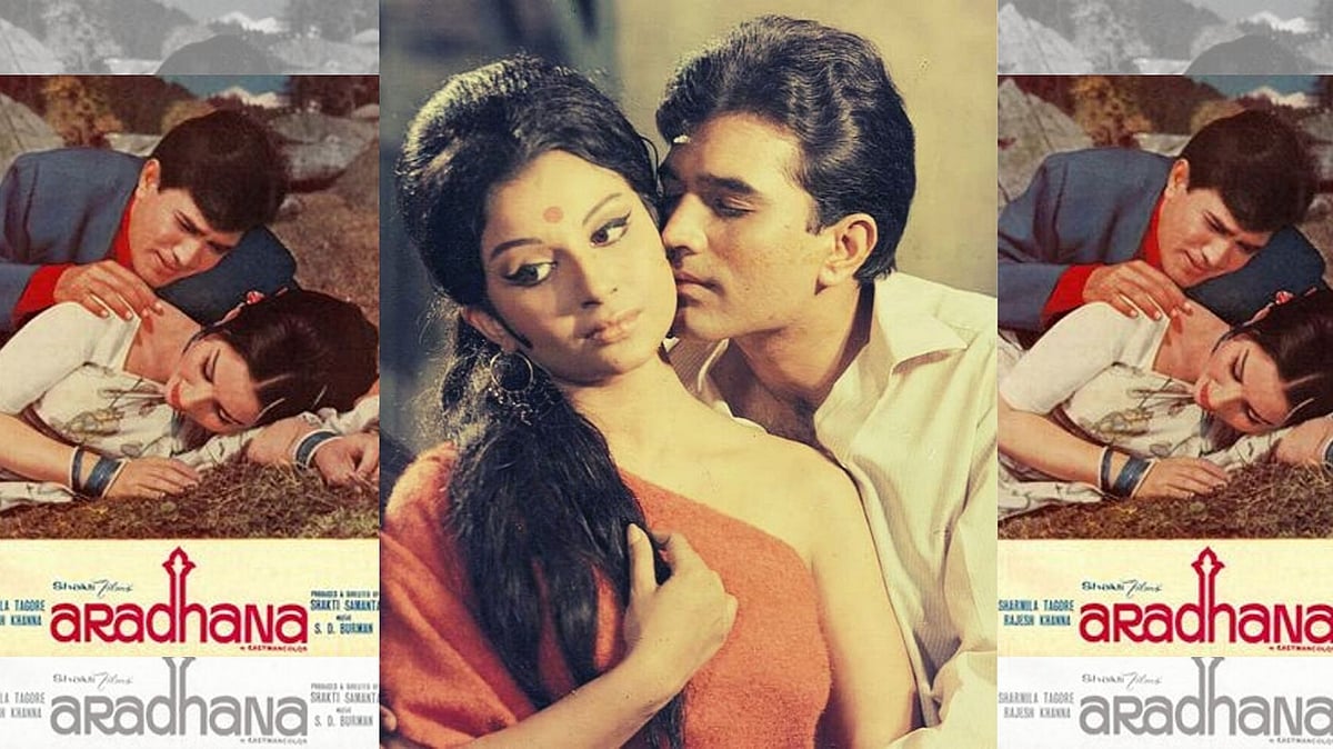 Rajesh Khanna and Sharmila Tagore in <i>Aradhana.</i>
