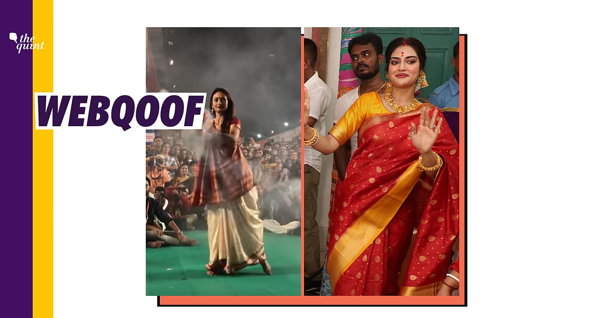 Image accompanying Video shows Nusrat Jahan performing dhunchui dance on Durga Puja