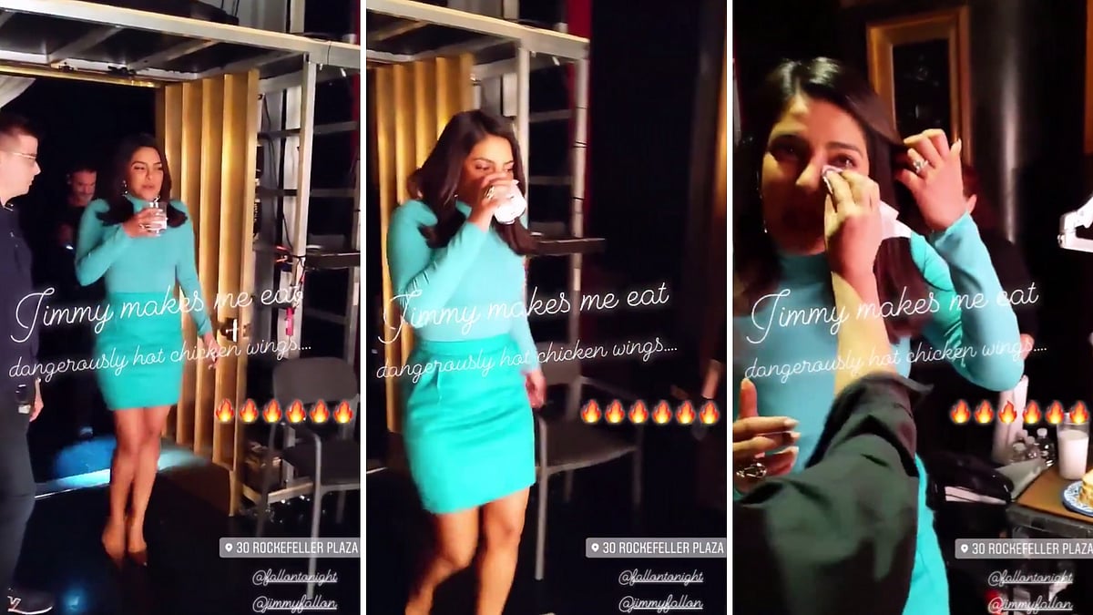 Priyanka Chopra recovers after taking the Hot Ones challenge.