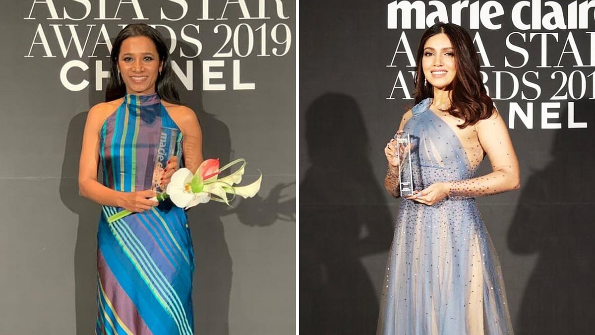 Tannishtha Chatterjee (L) and Bhumi Pednekar (R) won awards at the Busan Intl Film Festival 2019.