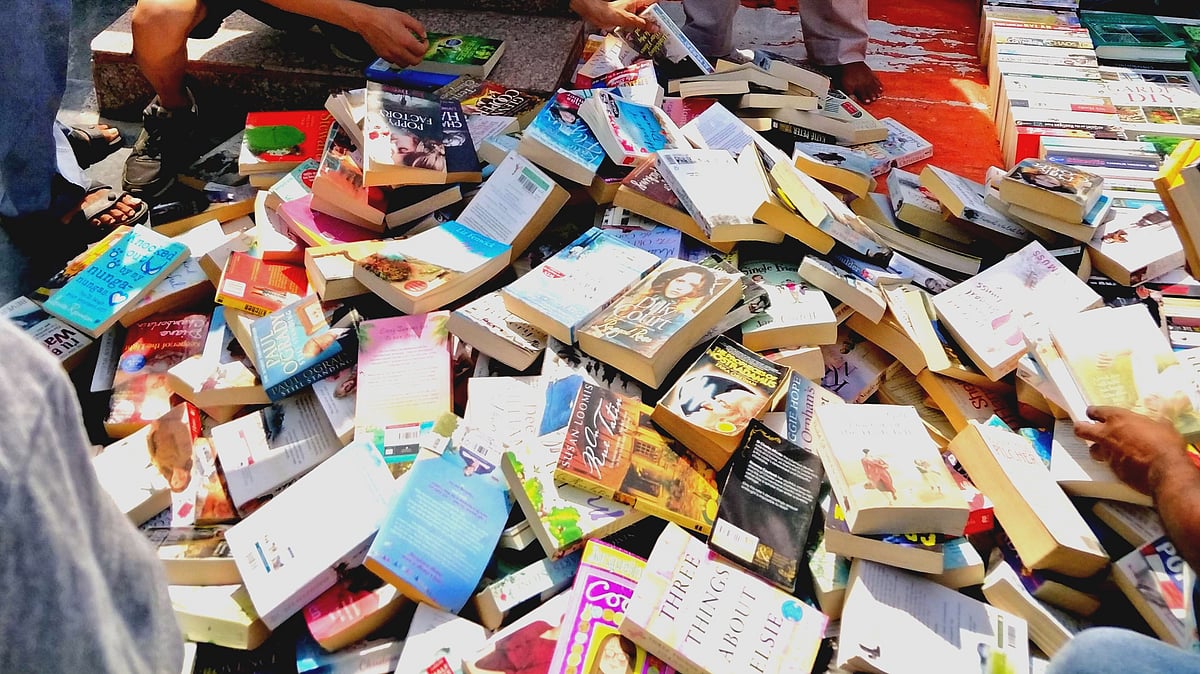 Shopkeepers had displayed all the books in the open under the scorching sun.