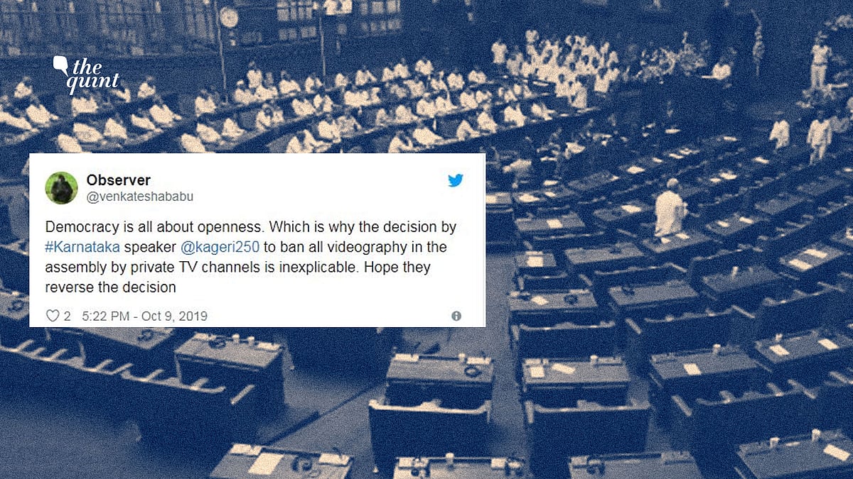 The Karnataka Speaker said he was following ‘parliamentary rule’ and the ban on private media channels and photojournalists would be for 3 days on a sample basis.
