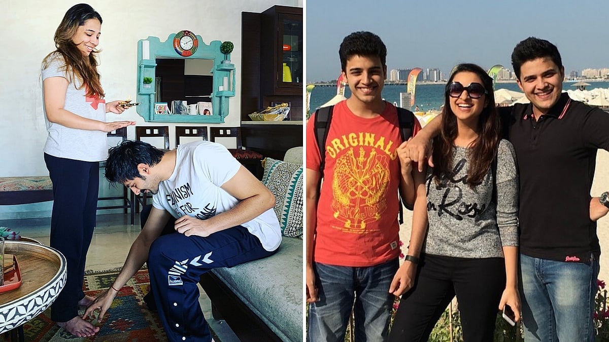 Kartik Aaryan and Parineeti Chopra with their siblings on Bhai Dooj.