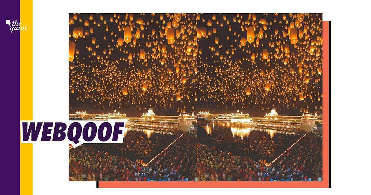 Image accompanying Photo of Golden Temple lit up by sky lanterns on the occasion of Diwali
