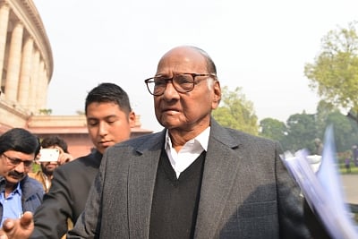 New Delhi: NCP MP Sharad Pawar arrives at Parliament in New Delhi on Nov 21, 2019. (Photo: IANS)