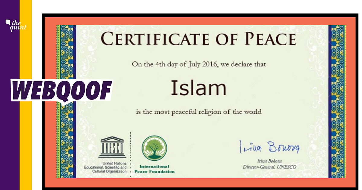 Image accompanying UNESCO has declared Islam as the most peaceful religion of the world