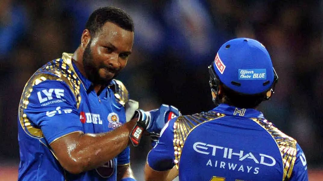 File picture of Keiron Pollard and Rohit Sharma.