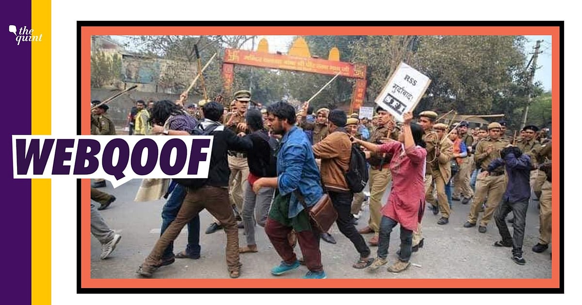 Image accompanying Reality of JNU protest. Students targeting RSS