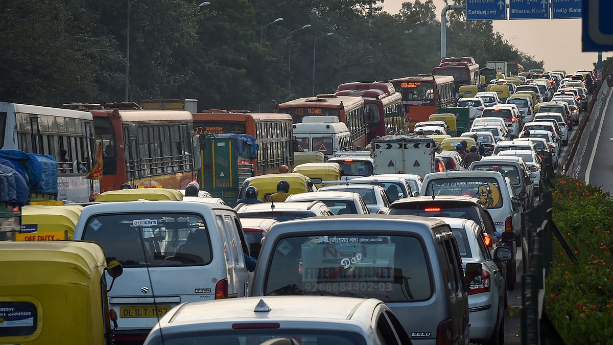 Vehicles wait in a traffic jam near AIIMS. Image used for representation.