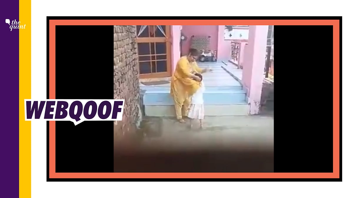A screenshot image of the viral video where a women is seen beating a girl child.