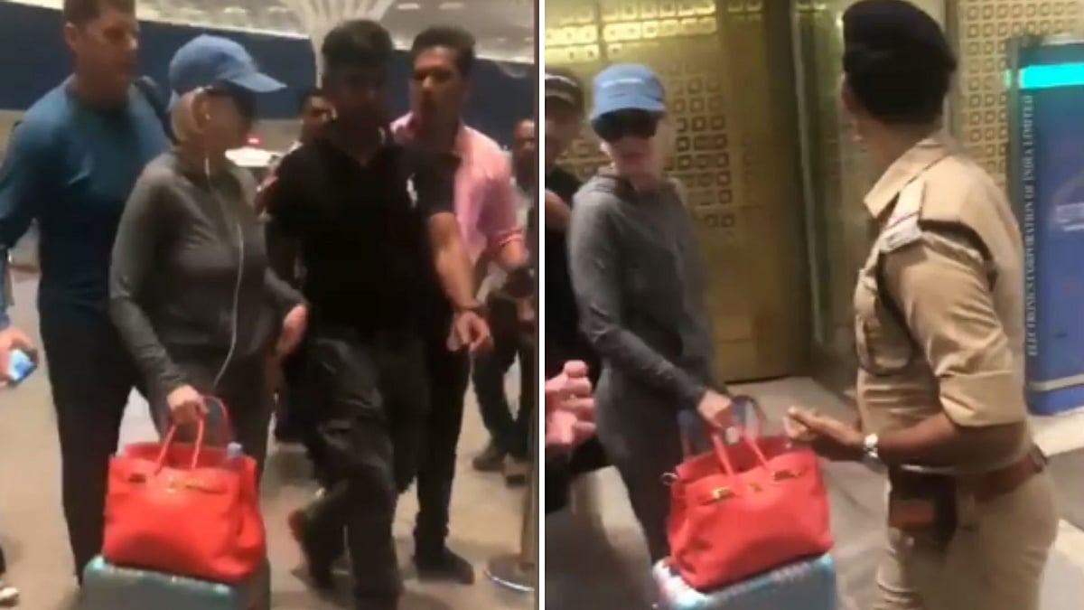 Katy Perry at the Mumbai International Airport.