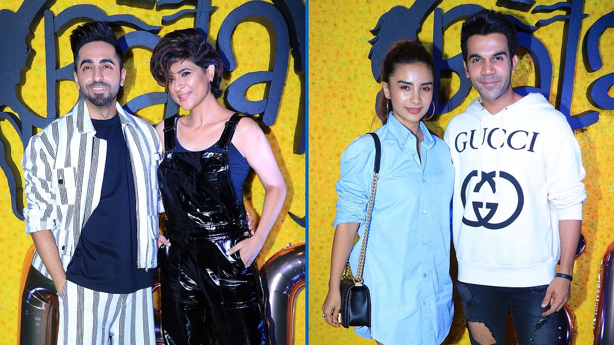 Ayushmann Khurrana, Tahira Kashyap, Patralekhaa and Rajkummar Rao at the <i>Bala </i>success party. 