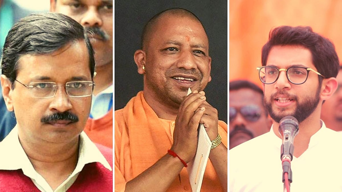From left-right: Arvind Kejriwal, Yogi Adityanath and Aaditya Thackeray.