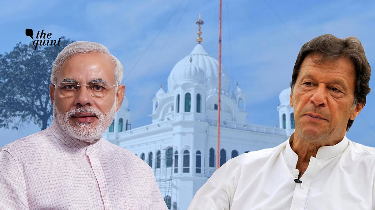 Image of Modi &amp; Imran Khan against backdrop of Darbar Sahib Gurudwara, Kartarpur, used for representational purposes.
