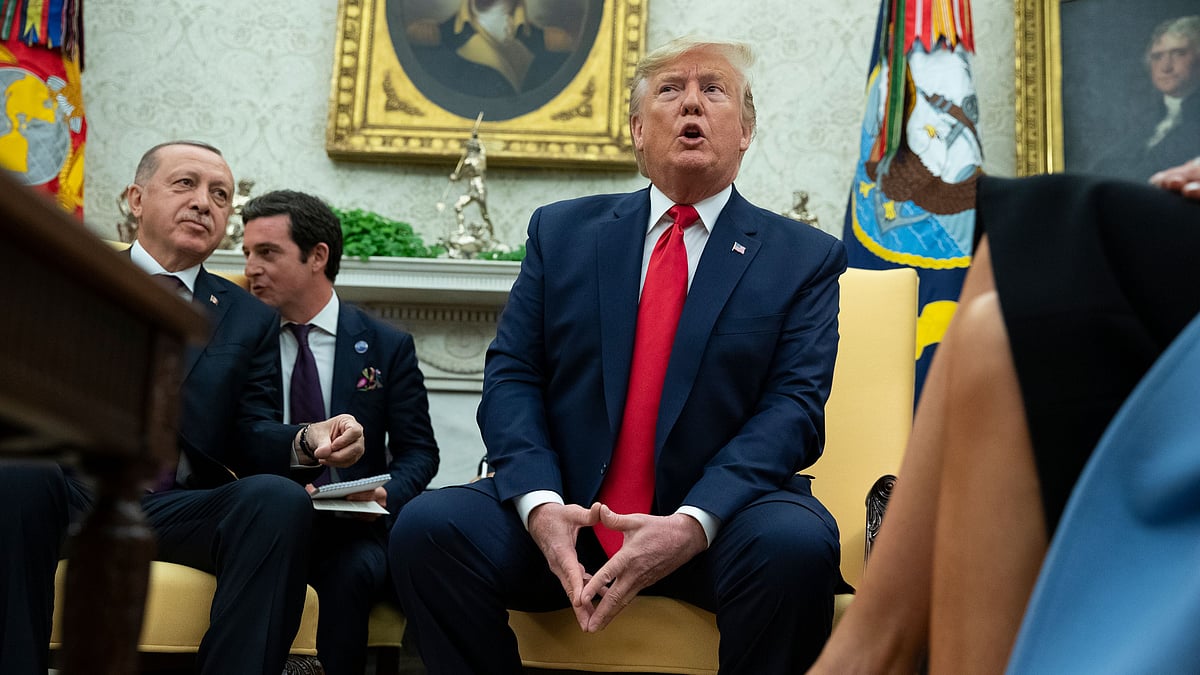 President Donald Trump during a meeting with Turkish President Recep Tayyip Erdogan.&nbsp;