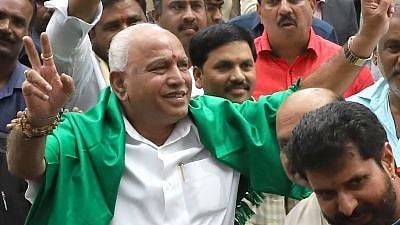 Karnataka Chief Minister BS Yediyurappa during his swearing in ceremony at Raj Bhavan in Bengaluru on July 26, 2019.
