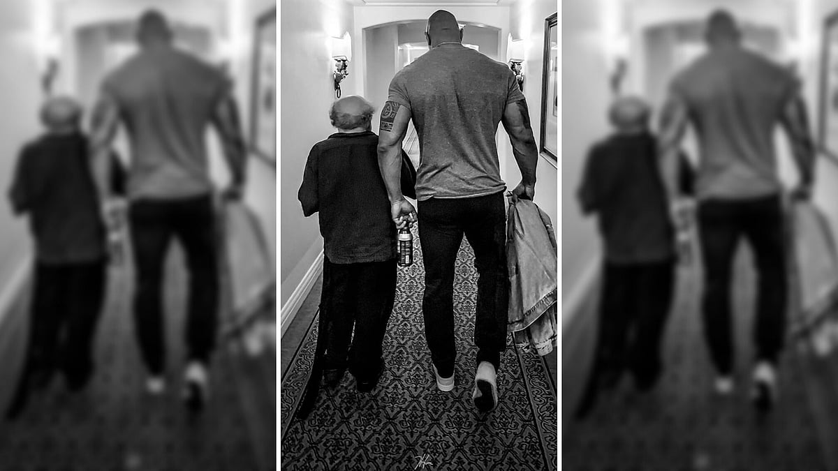 Dwayne Johnson with Danny DeVito.