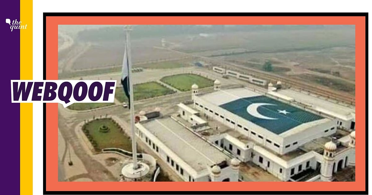 Image accompanying Pakistan flag on top of Gurudwara Darbar Sahib Kartarpur