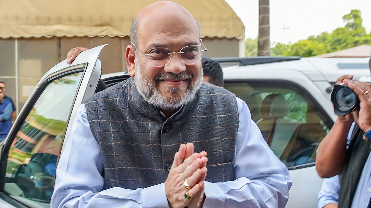 Union Home Minister Amit Shah at the Parliament to attend the ongoing Winter Session on 27 November.