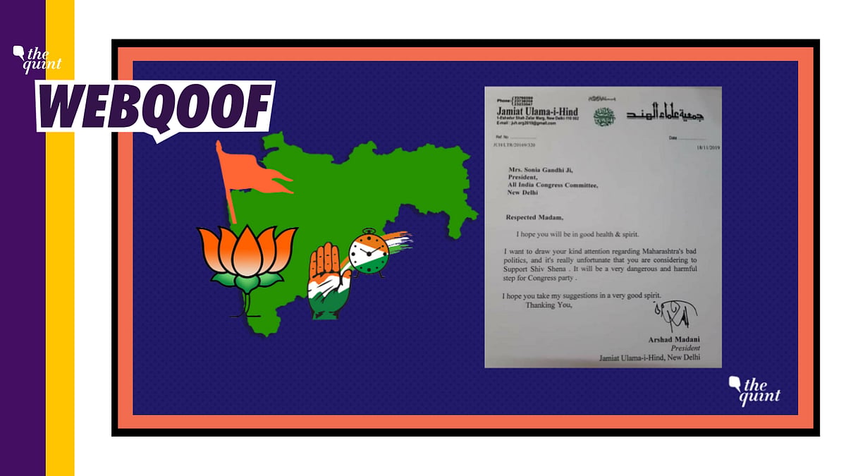 Several media outlets falsely claimed that Jamiat Ulama-i-Hind wrote a letter to Sonai Gandhi warning Congress of forming an alliance with Shiv Sena.