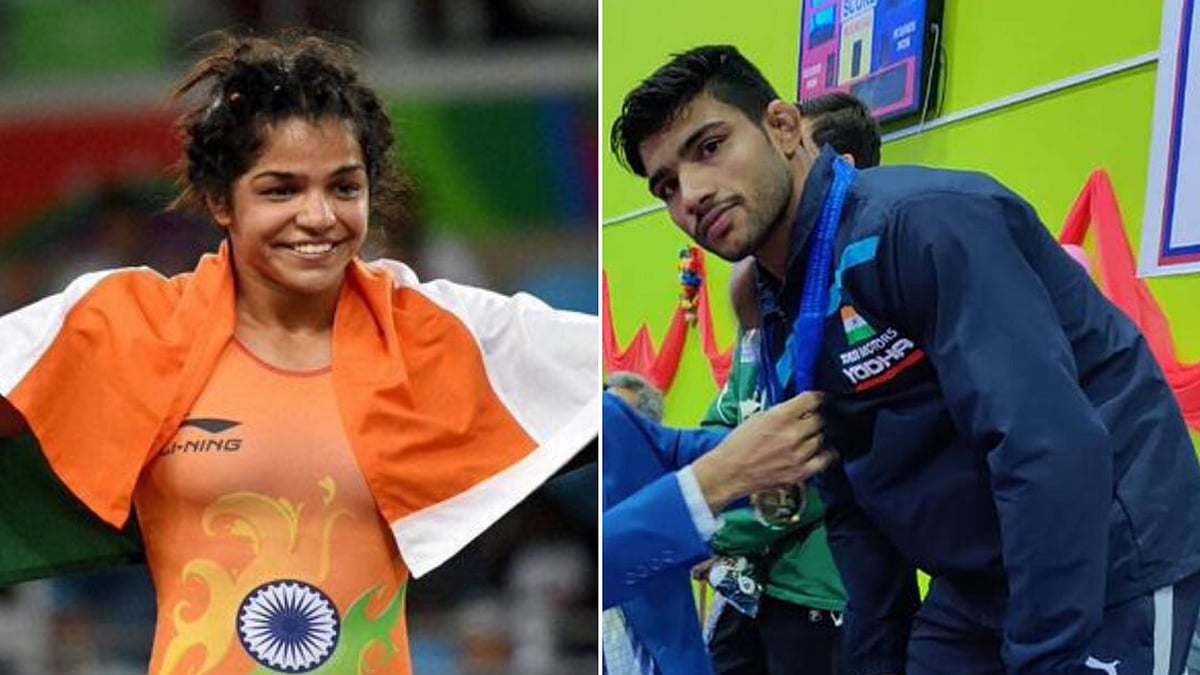 Sakshi Malik (left) and Ravinder.