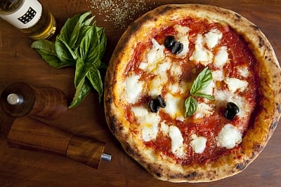 La Piazza - Pizza with Basil Olives.