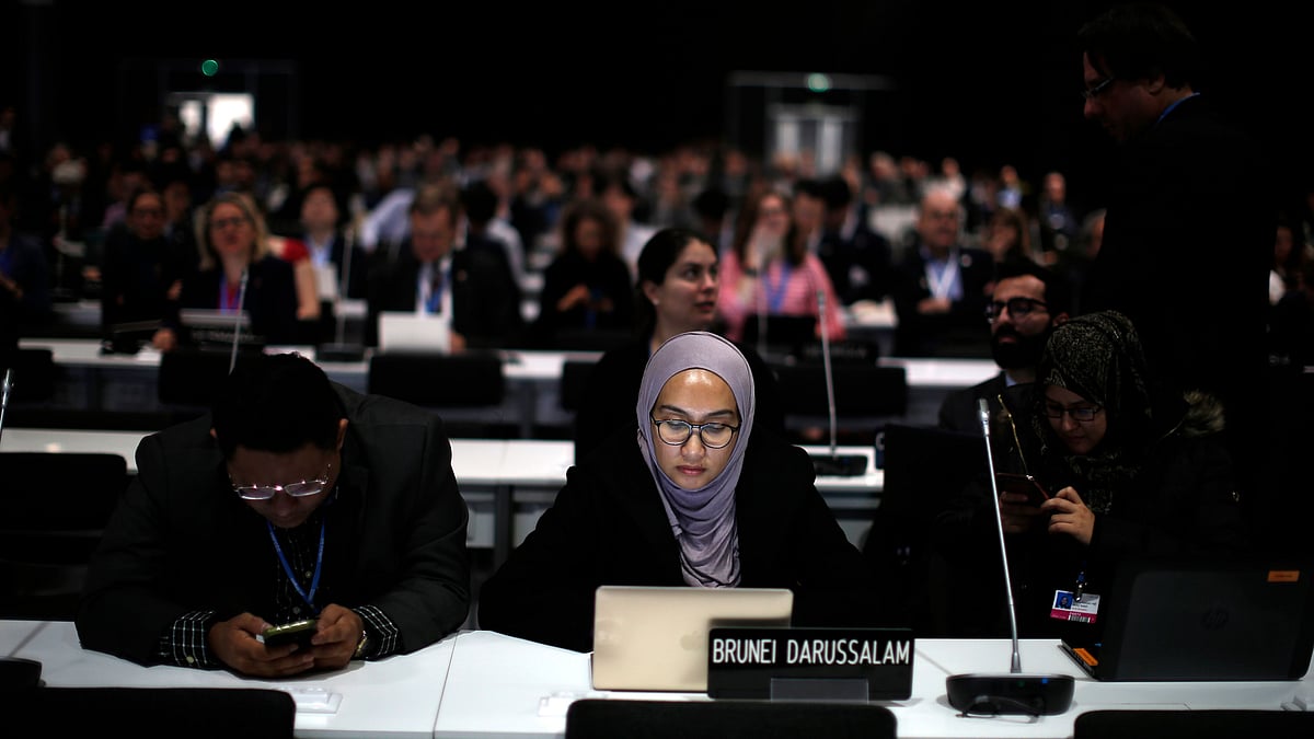 Participants take part at the COP25 climate talks congress in Madrid, Spain.&nbsp;