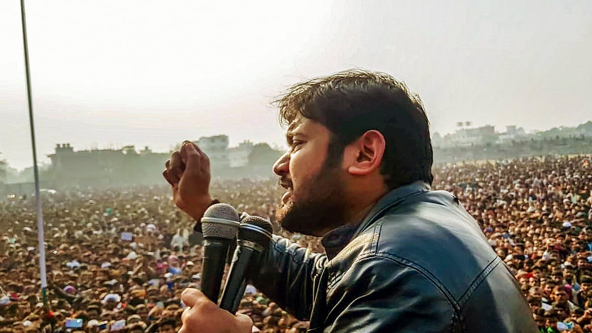CPI leader Kanhaiya Kumar addresses a protest rally against the Citizenship Amendment Act, in Purnea on Monday.