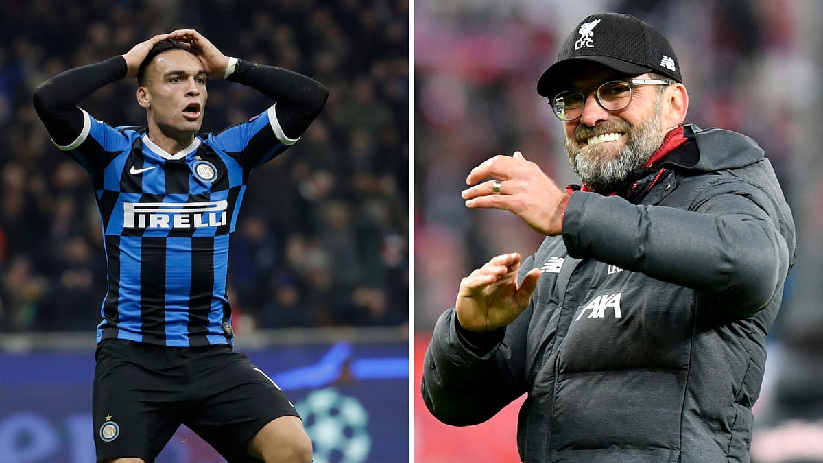 Inter Milan lost to Barcelona 1-2 at home (left) while Liverpool beat Salzburg 2-0. 