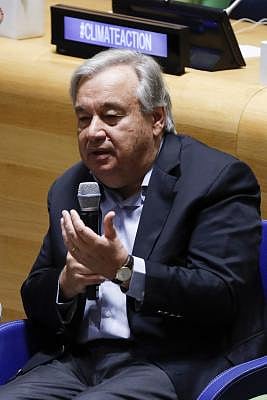 UNITED NATIONS, Sept. 21, 2019 (Xinhua) -- United Nations Secretary-General Antonio Guterres speaks during the UN Youth Climate Summit at the UN headquarters in New York, Sept. 21, 2019. UN Secretary-General Antonio Guterres on Saturday said he saw a change in the momentum of global climate action thanks to the on