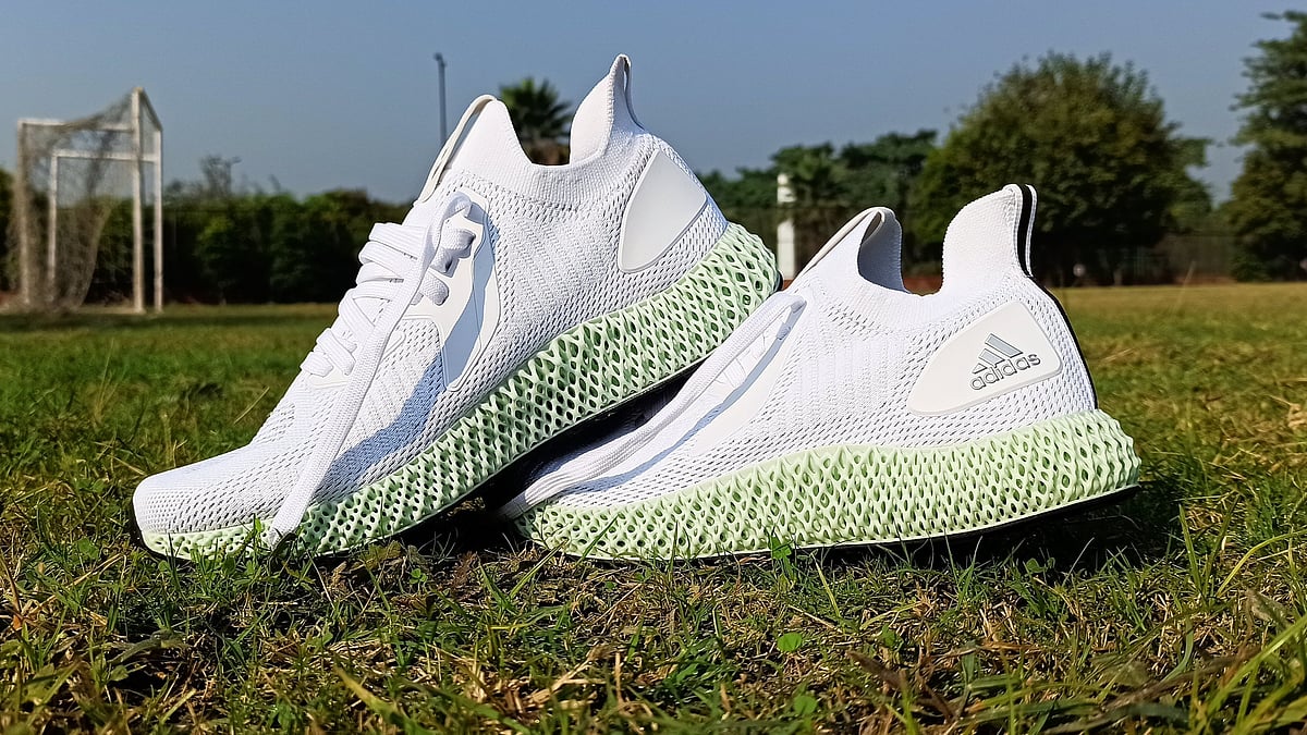 The Adidas Alphaedge 4D uses a blend of ultraviolet curable resin and polyurethane in the midsole.