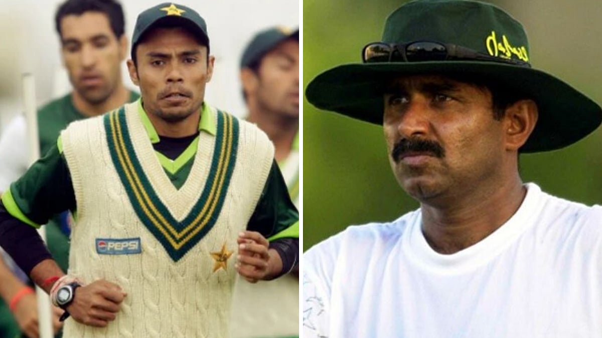 Javed Miandad (left) was head coach of the Pakistan team in early 2000 and Danish Kaneria was in the team.