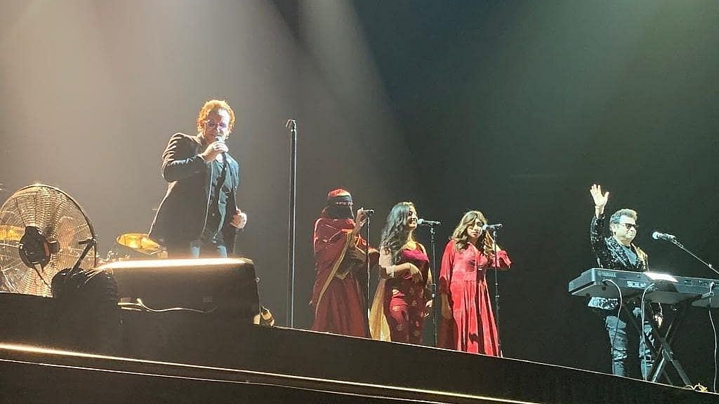 AR Rahman performs ‘Ahimsa’ with his daughters at the U2 concert in Mumbai. 
