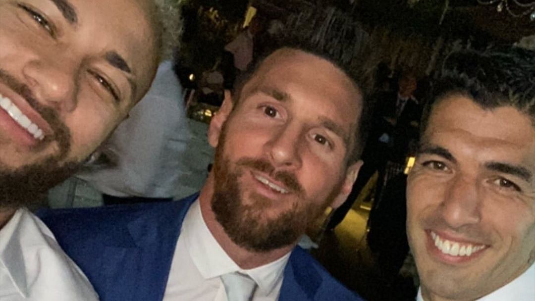 Brazilian footballer Neymar (left) posted a photo from the event along with Lionel Messi and Luiz Suarez.