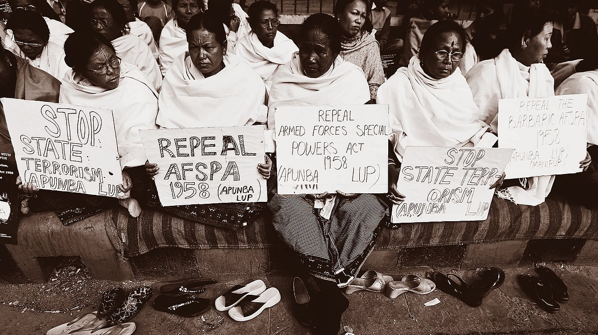 <div class="paragraphs"><p>Women hold placards during a protest against the Armed Forces (Special Powers) Act (AFSPA). Image used for representational purposes.</p></div>