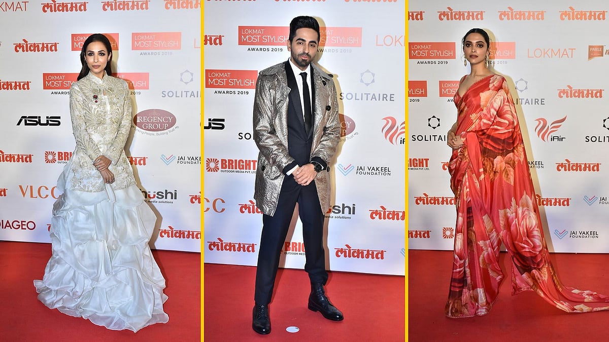 Malaika Arora, Ayushmann Khurrana and Deepika Padukone at the Lokmat Most Stylish Awards 2019.