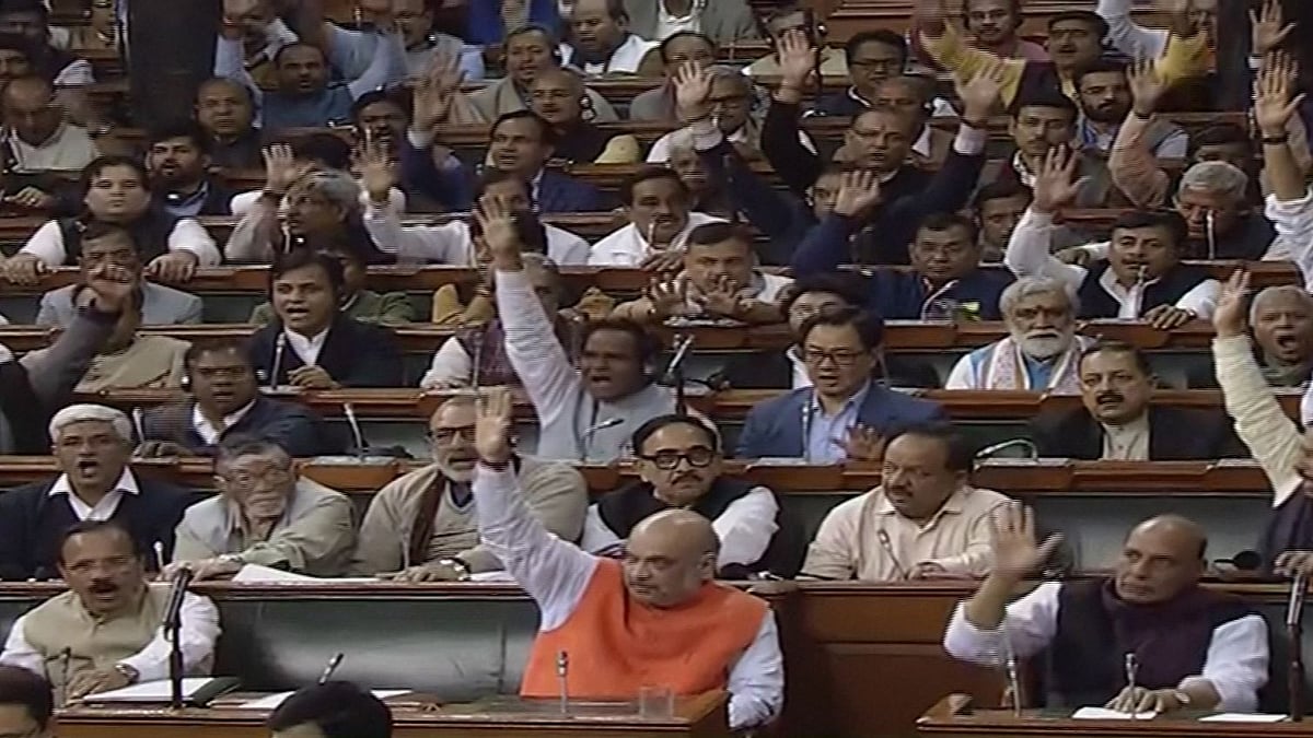 Union Home Minister Amit Shah in the Lok Sabha during the ongoing Winter Session of Parliament on Monday.