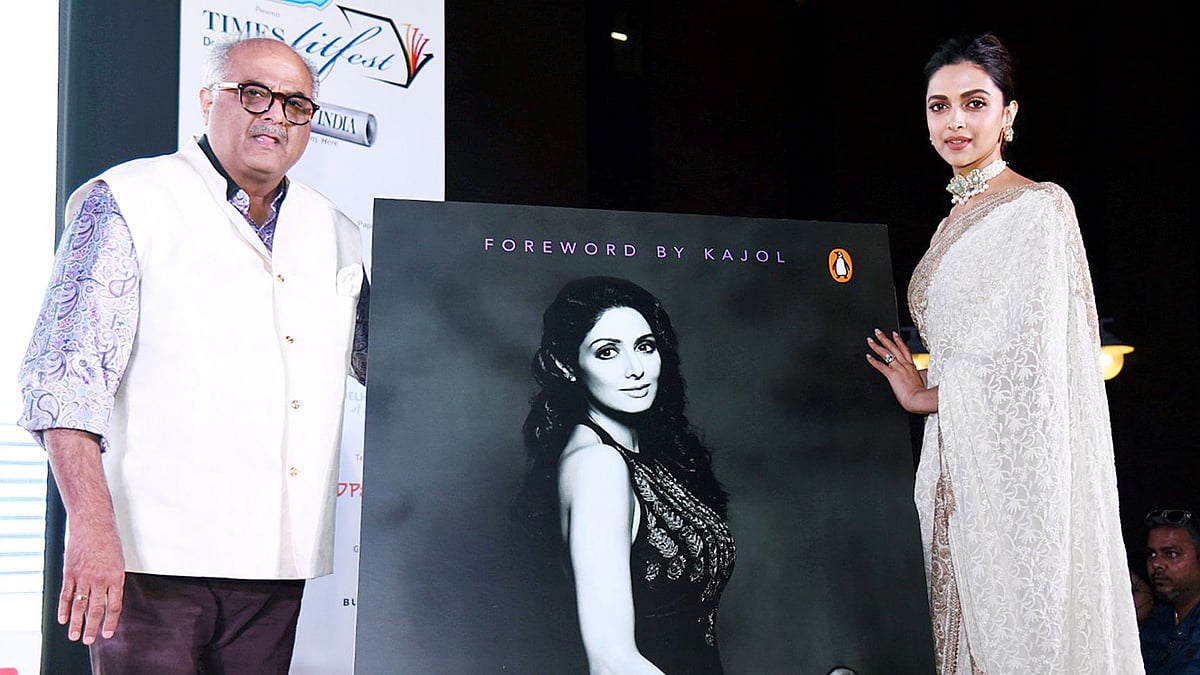 Boney Kapoor and Deepika Padukone at the book launch.