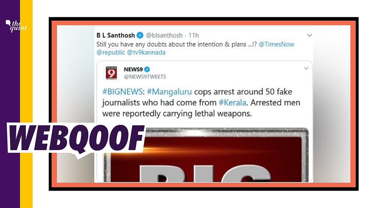 A viral claim shared by BJP functionaries on social media states that 50 journalists from Kerala in possession of lethal weapons, were arrested in Mangaluru. 